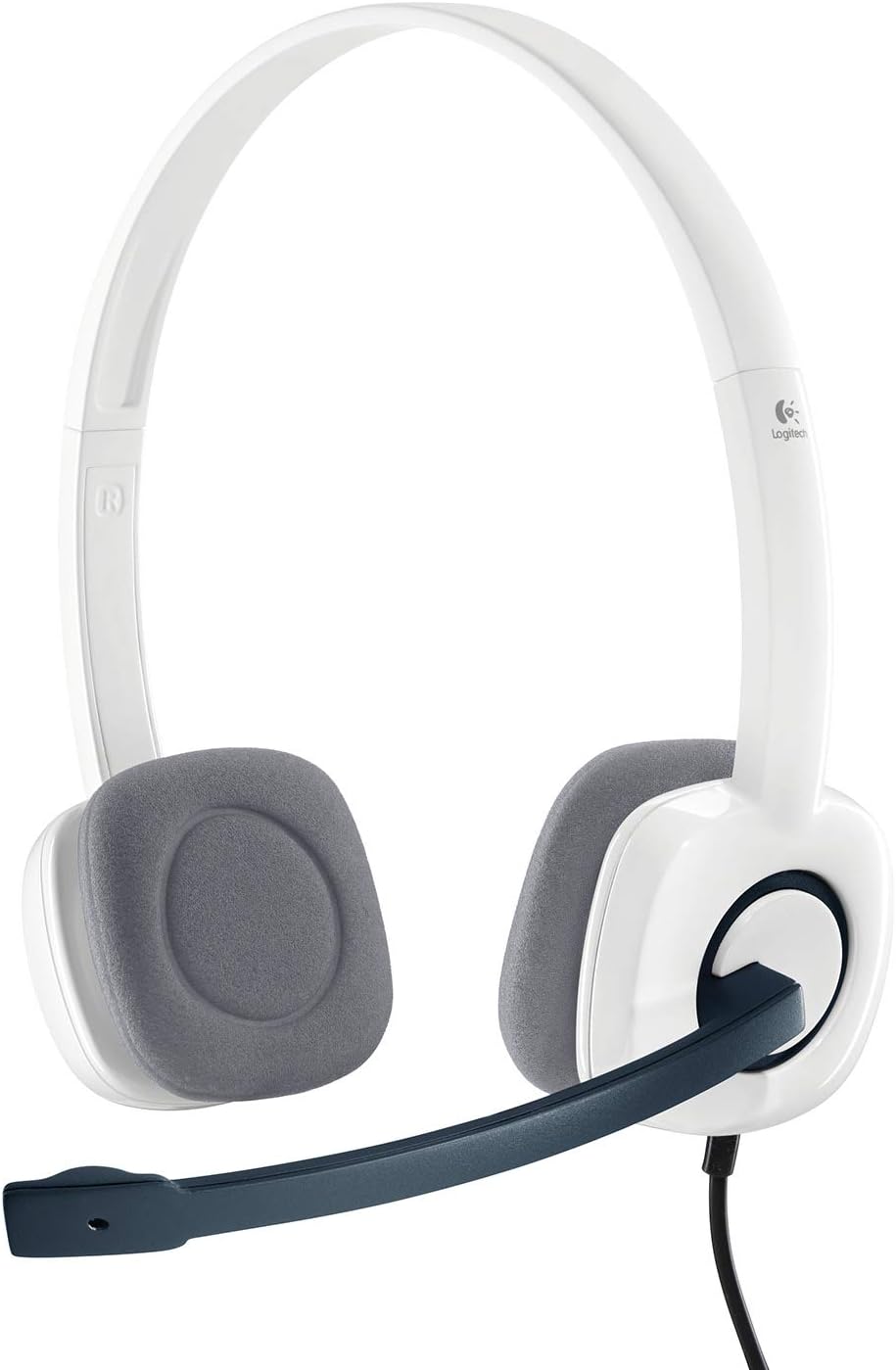 H150 Kablolu Stereo Kulak Üstü Mikrofonlu Kulaklık, Mikrofon ve Ses Çıkışı için Ayrı Bağlantı, Kablo Üzeri Kontrol Özelliği, Beyaz
