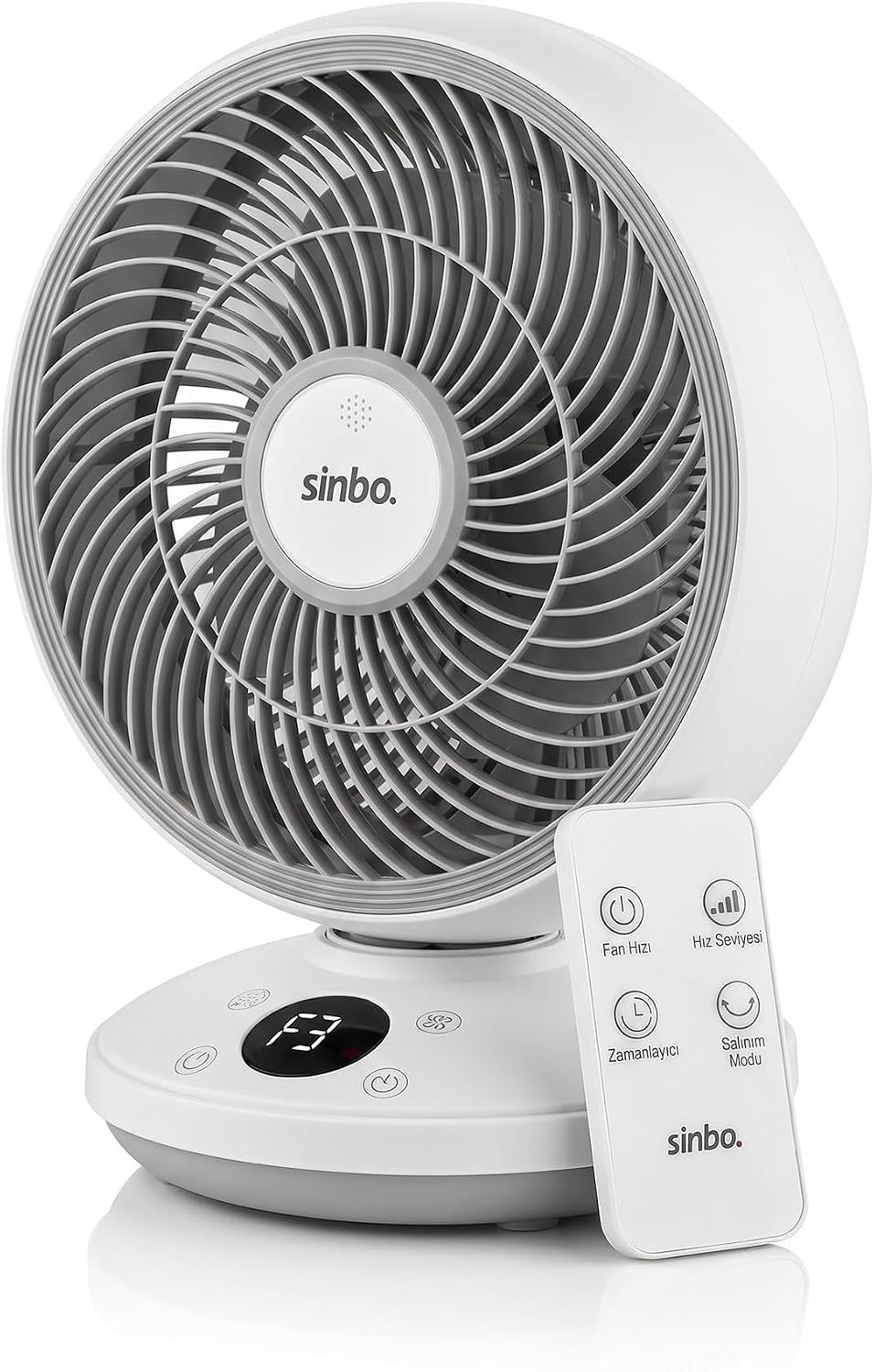 SF-7702 Sessiz Masaüstü Vantilatör | Kumandalı 1.5 mt Kablolu Mini Fan | Otomatik Salınımlı Aroma Hazneli (Beyaz Dijital)