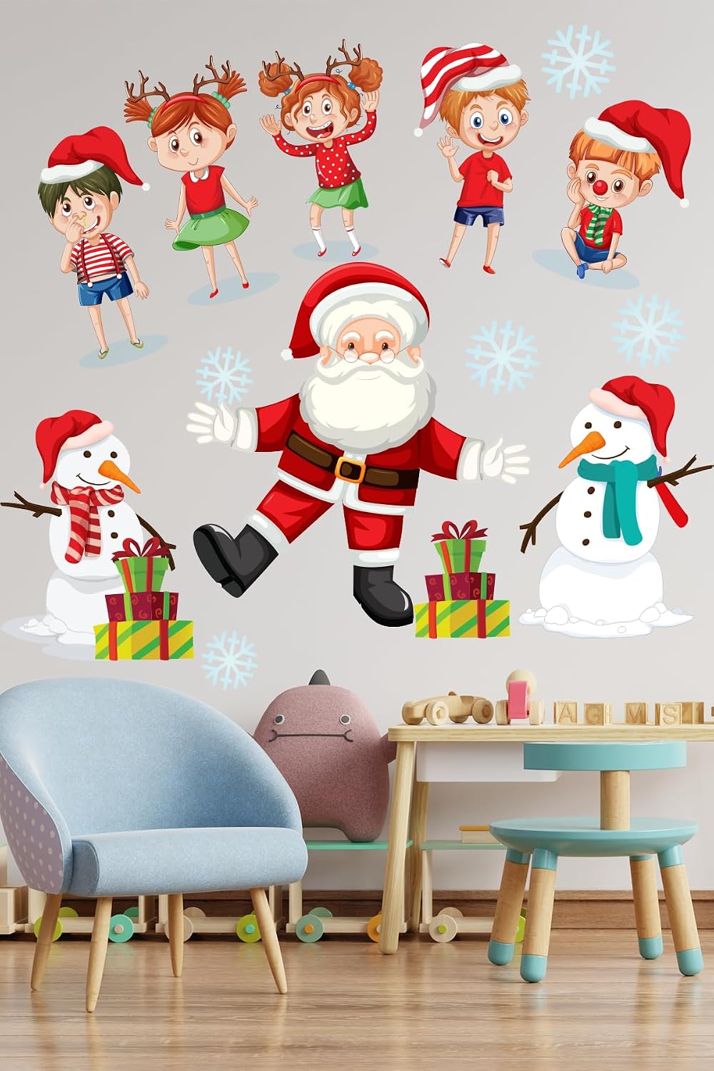 Crevidi Noel Baba ve Sevimli Çocuklar Çocuk Odası Stickeri