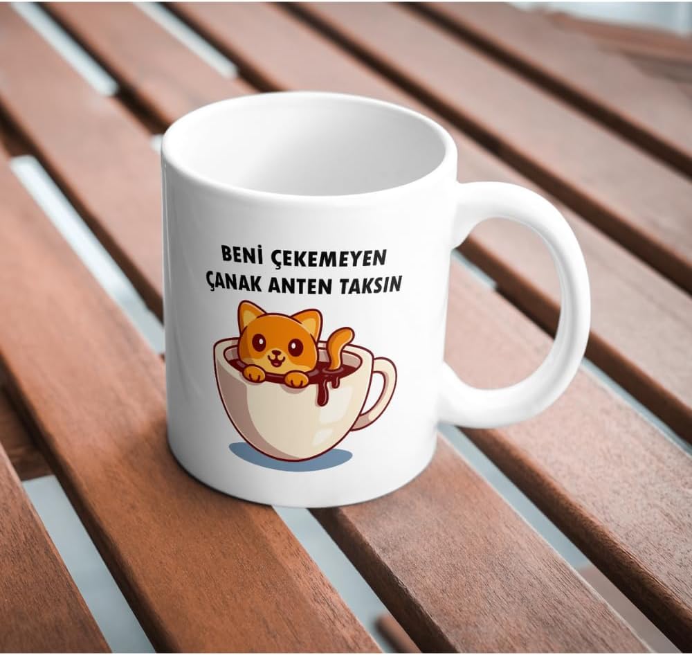 Çekemeyen Anten Taksın Komik Baskılı Kupa Bardak Hediyelik Çay Kahve Kupası Coffee Mug