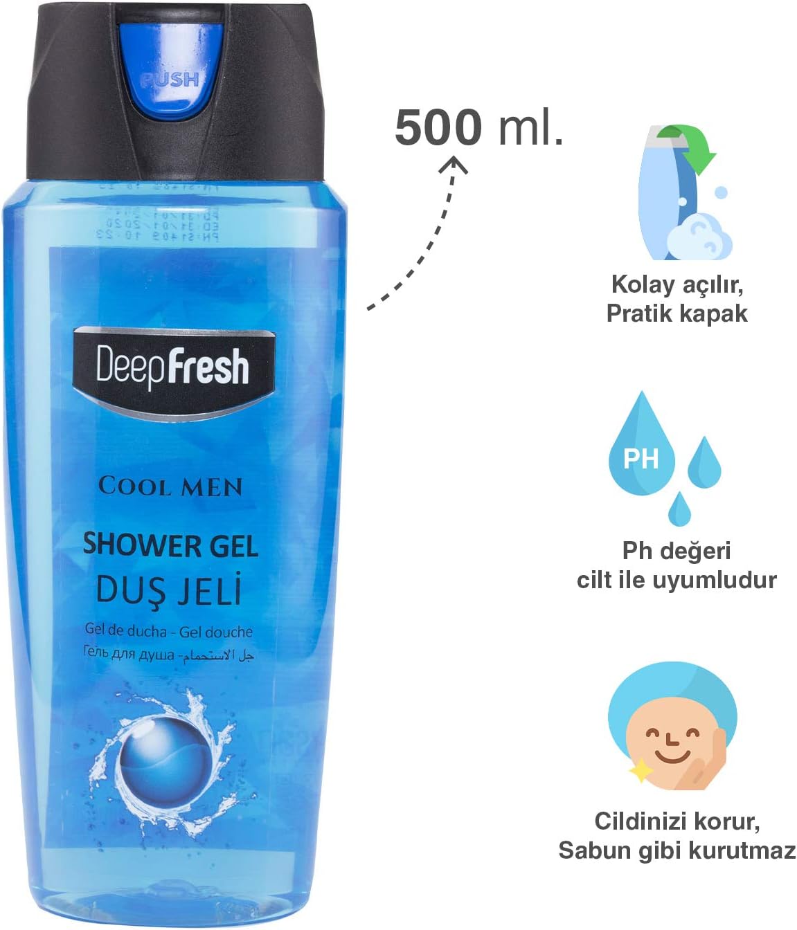 Pratik Kapaklı Duş Jeli Cool Men (500 ml)