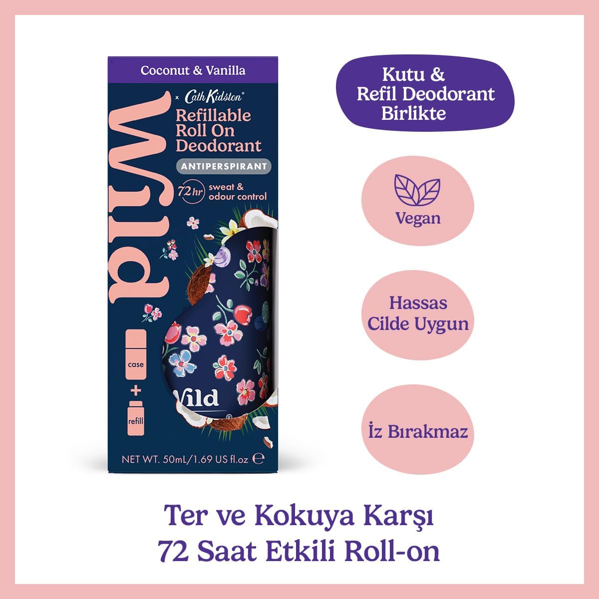 Antiperspirant Roll On Cath Kidston Marble Ditsy Case & Coconut & Vanilla Refill Ter Önleyici 50 ml