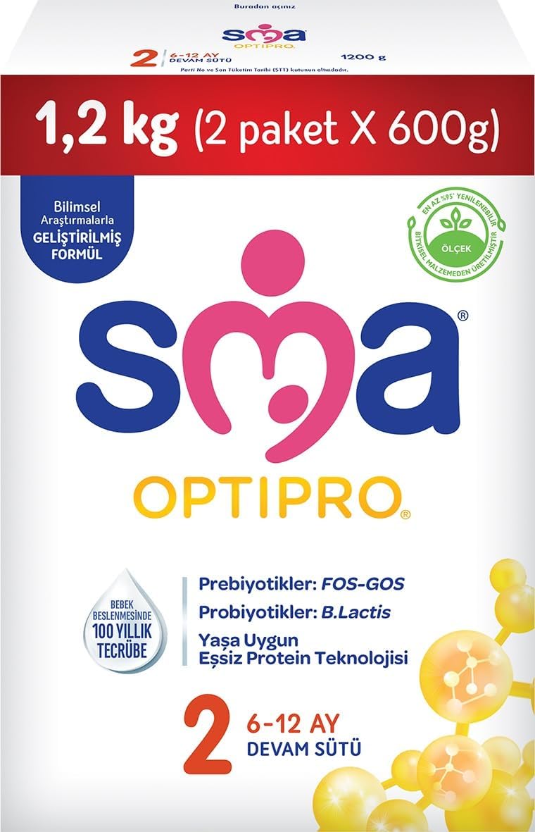 Optipro 2, 6-12 Ay Bebek Sütü, 1.2 kg (2 x 600 g)