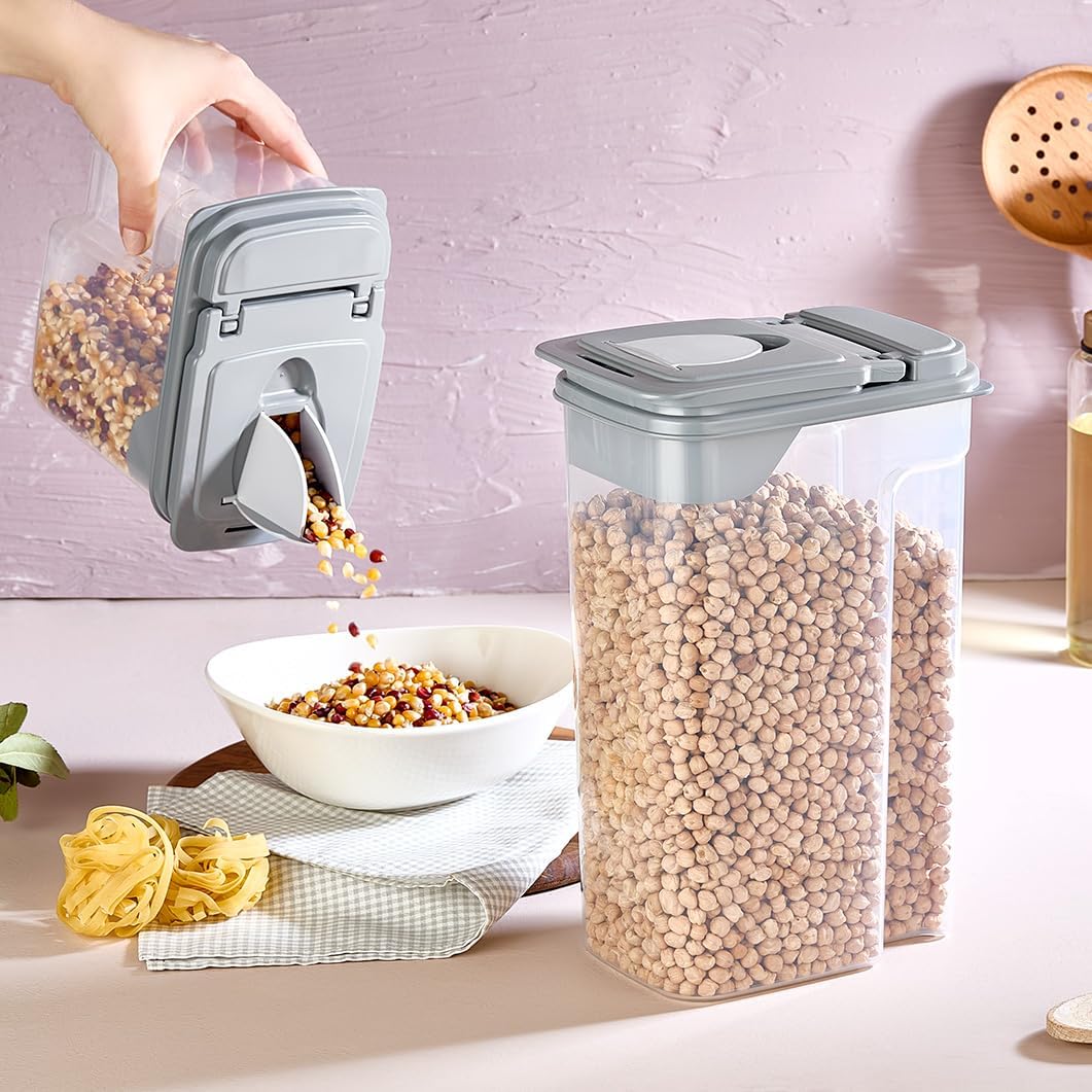 Erzak Gıda Makarna Mercimek Bakliyat Saklama Kabı Kolay Kullanım 3600 ml Bej