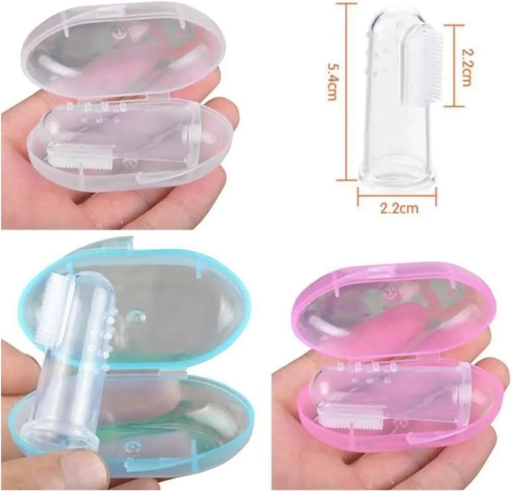 Pembe Kız Bebek Çocuk Silikon Parmak Diş Kaşıyıcı Dil Temizleyici Diş Fırçası