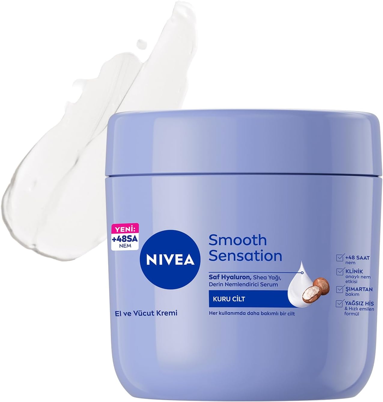 Nemlendirici El ve Vücut Bakım Kremi Pürüzsüzleştirici 400 ml, Kuru Ciltler,48 Saat Yoğun Nemlendirme,Shea Yağı