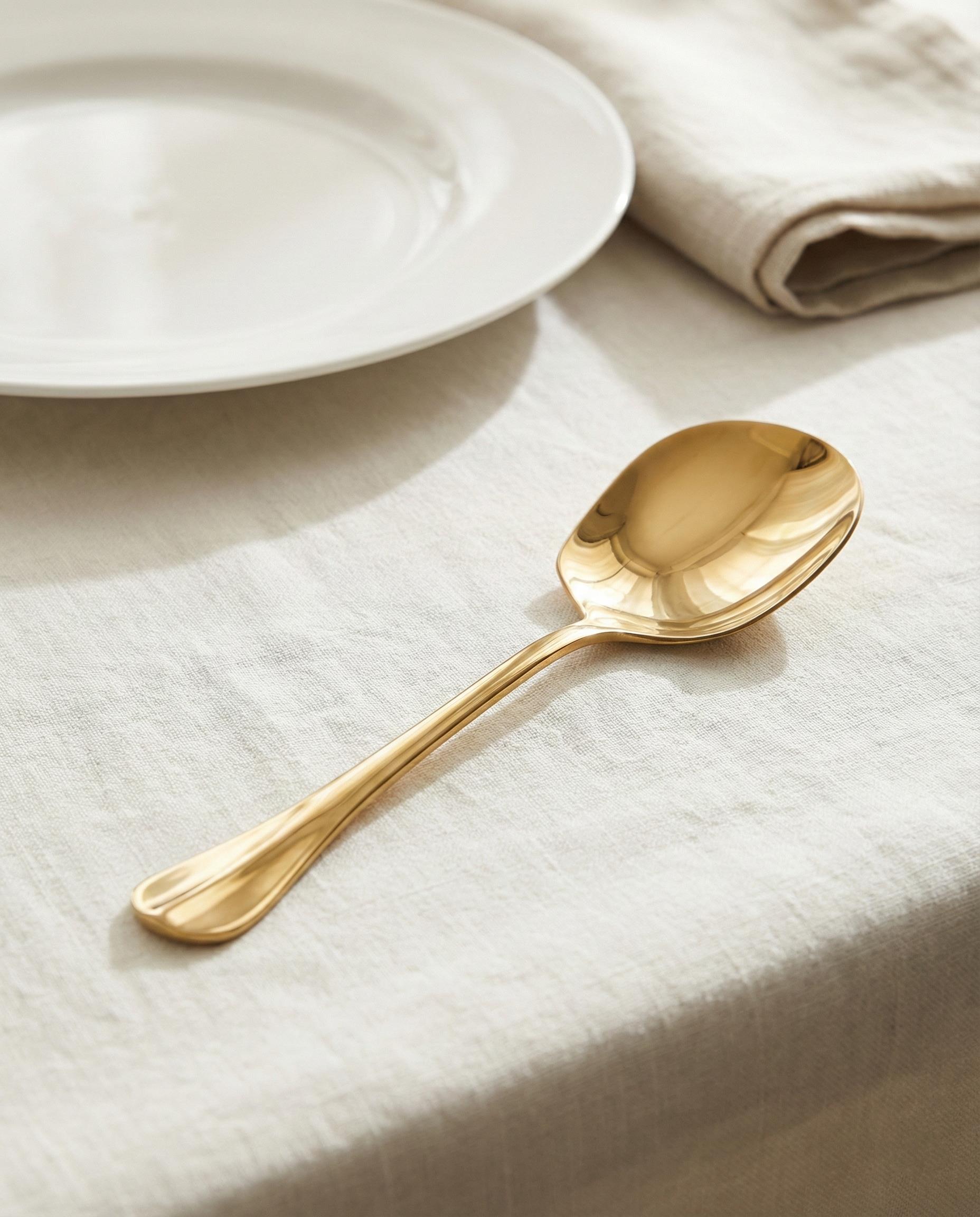 Gold Orta Boy Paslanmaz Çelik Servis Kaşığı & Profesyonel Sunum Gereci 21 cm