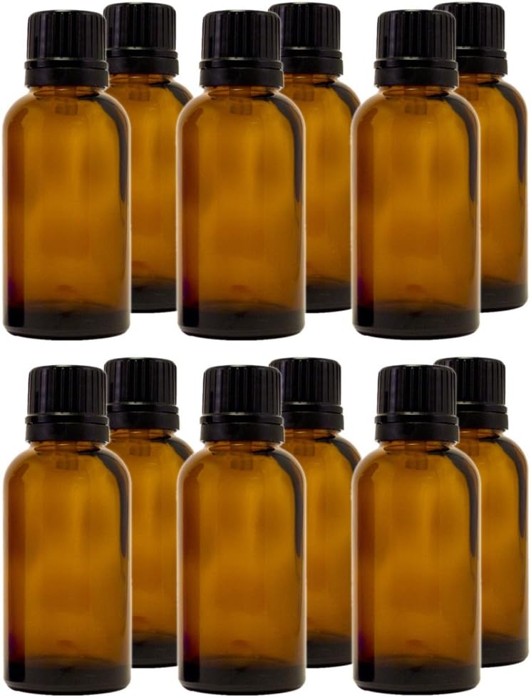 30 ml (1 oz) Amber Cam Şişe Euro Damlalıklı (12 Paket)