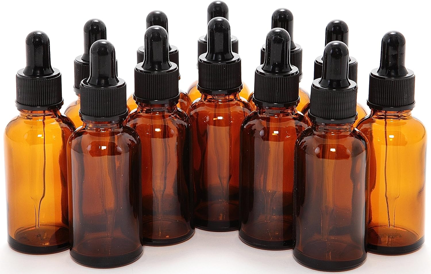 1 oz Amber Cam Şişeler, Cam Damlalıklı - 12 pk