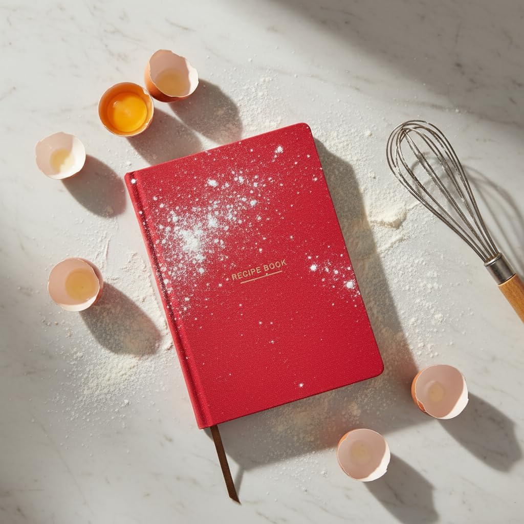 Tarif Defteri – A5 Boyutunda Sert Kapaklı 100+ Tariflik Recipe Journal, Ölçü Tablosu, Not Alanı, İndeks ve Şef Soruları (Kırmızı)