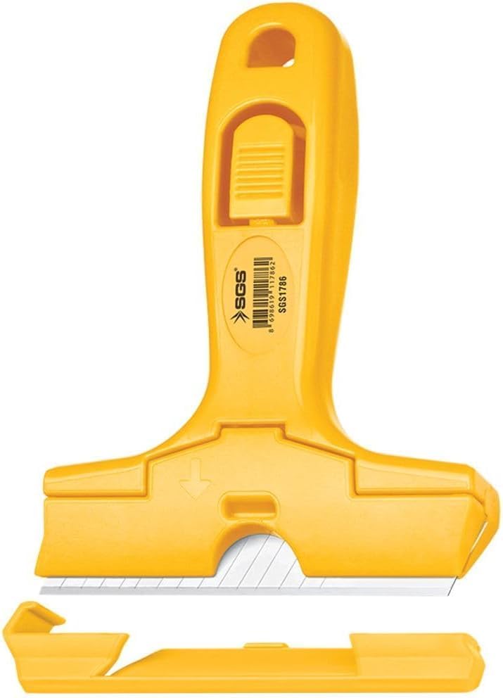 SGS Profesyonel Cam Kazıma Bıçağı, Gümüş, Ergonomik Saplı, Hassas Cam İşleme için, Model SGS1786, 20 x 3 x 2.5 cm