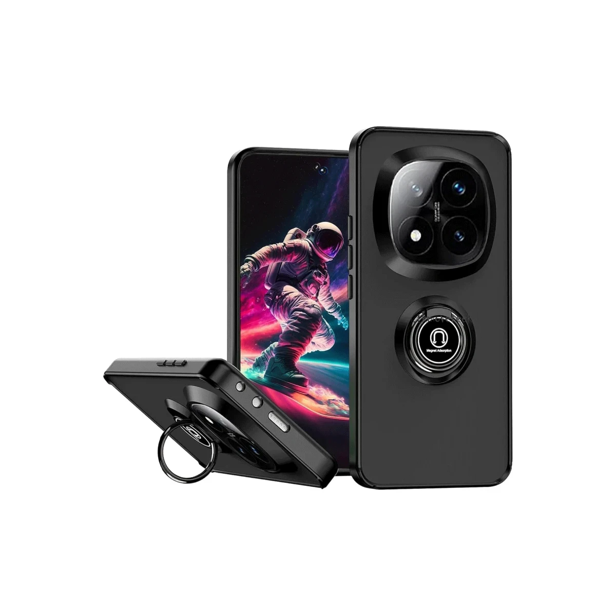Xiaomi Redmi Note 14 Pro Plus Kılıf Montreal Yüzüklü Silikon Kapak - Siyah