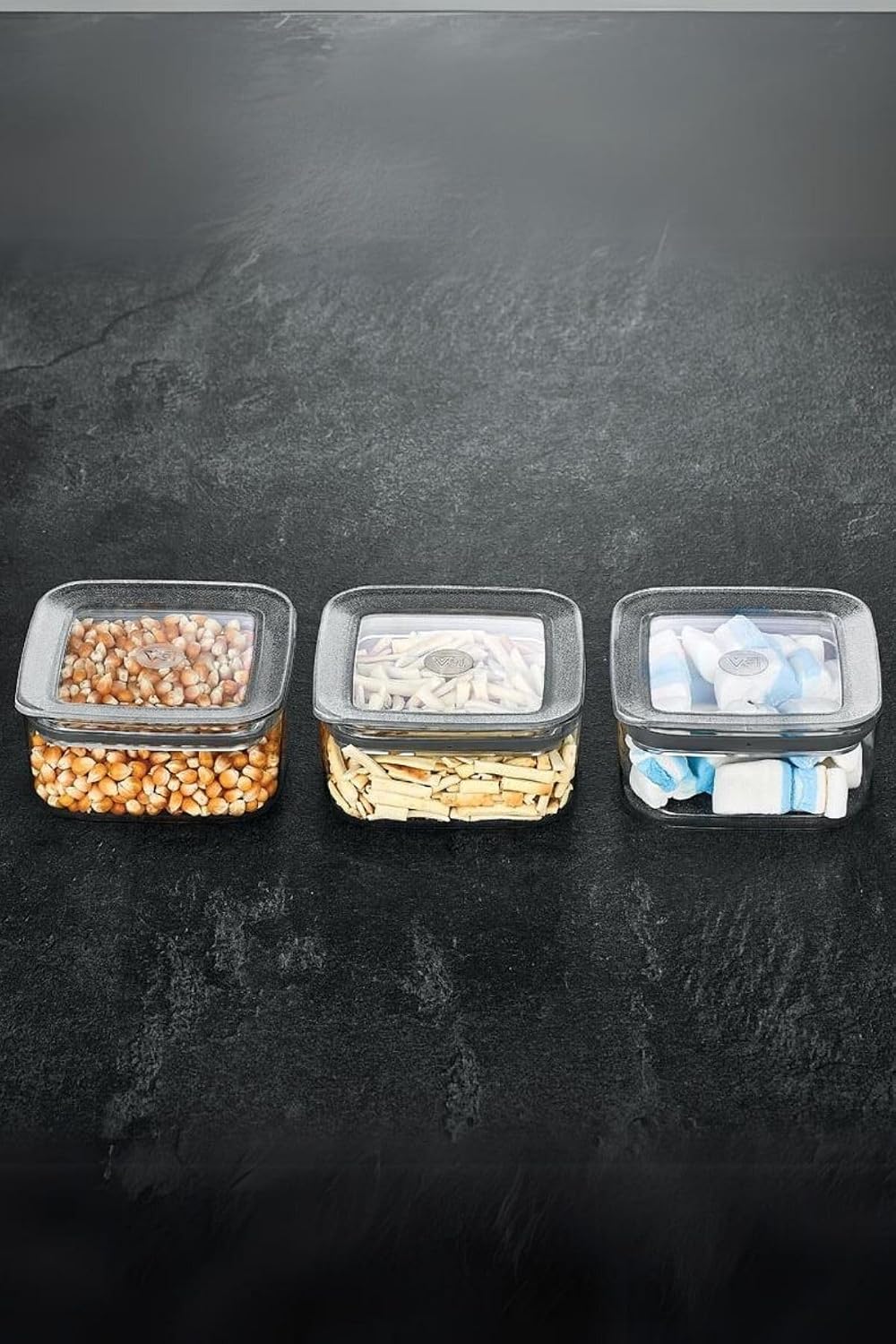 Vp-327 Sude Kare 3X350 Ml Saklama Kabı (8), Şeffaf