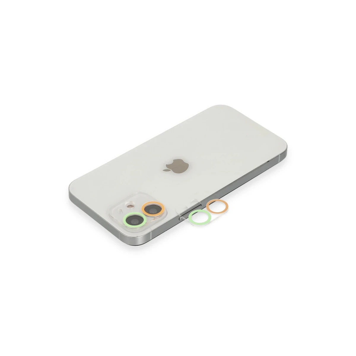 Apple iPhone 11 Renkli Kamera Lens Koruma Cam - Turuncu-Yeşil
