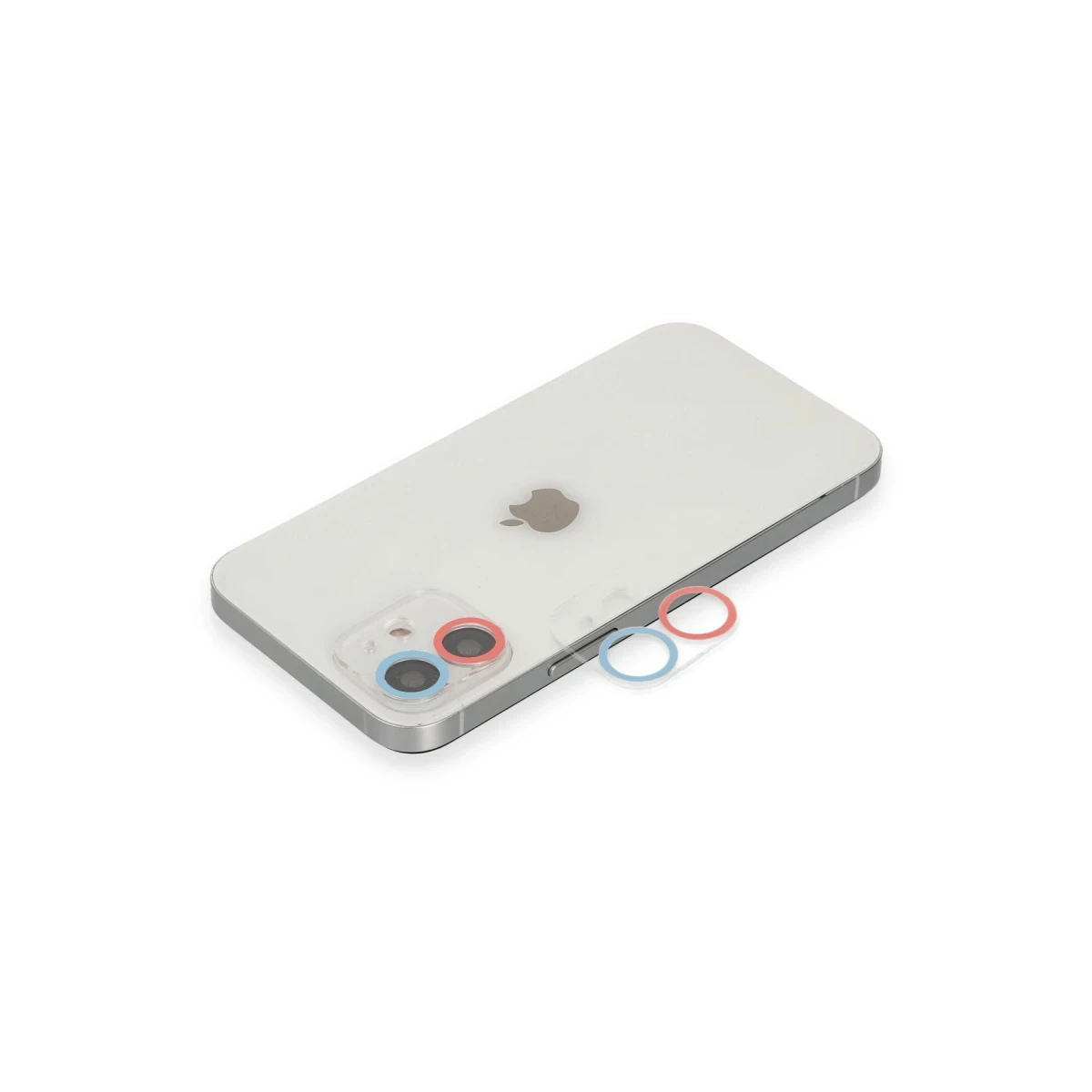 Apple iPhone 12 Renkli Kamera Lens Koruma Cam - Pembe-Mavi