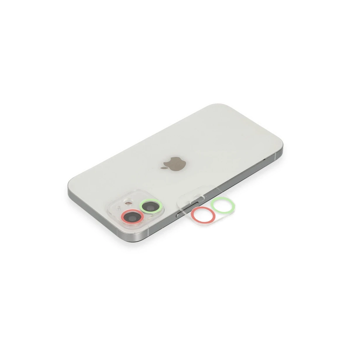 Apple iPhone 12 Renkli Kamera Lens Koruma Cam - Yeşil-Pembe