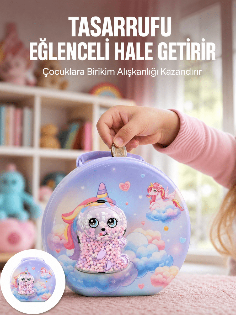 Eğitici Şifreli Çocuk Para Kasası Dayanıklı Metal