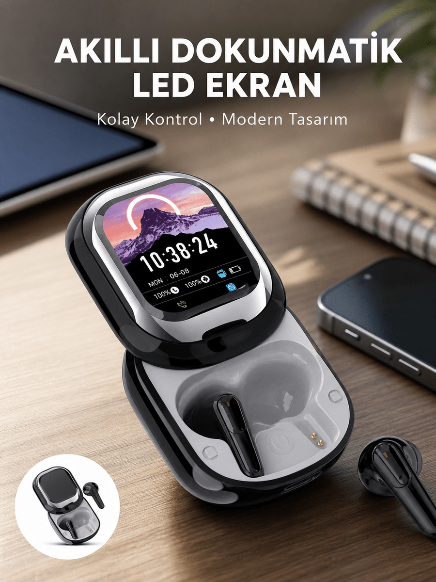 Şık, Akıllı ve Güçlü: LED Ekranlı Kablosuz Kulaklık Seti