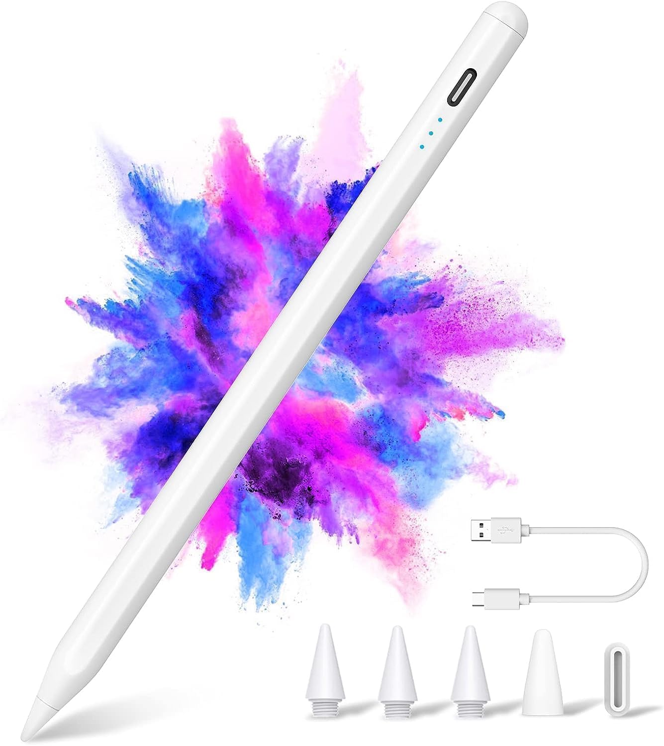 iPad 2018-2024 için Stylus Kalem, Hızlı Şarj/Avuç İçi Reddetme/Eğme İşlevi, iPad Pro 11"/12.9"/13" 2024 M4, iPad 10. nesil/9. nesil-6. nesil, Air 5/4/3. nesil/11"& 13" M2, Mini 6/5. nesil.