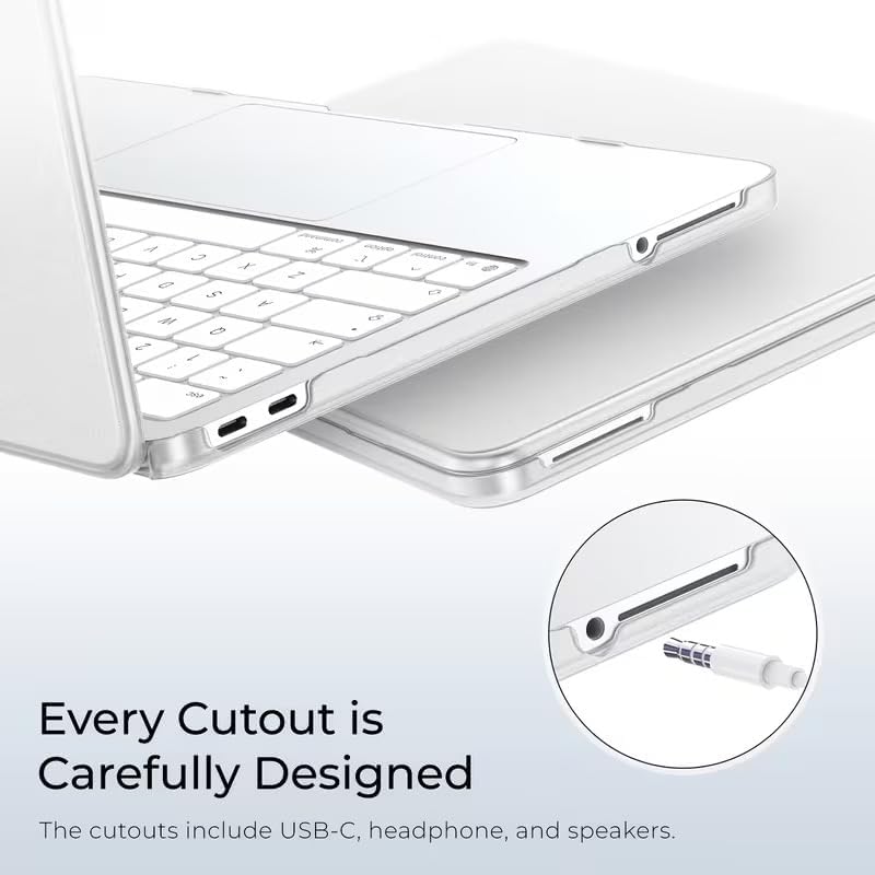 MacBook ile Uyumlu Şeffaf Kapak Kılıf Neo 13 inç A3404 için Tasalanmış, Şeffaf Parlak Premium Sert Koruyucu Kapak, Hava Kanallı Kaydırmaz Tabanlı Tam Koruma Kılıf