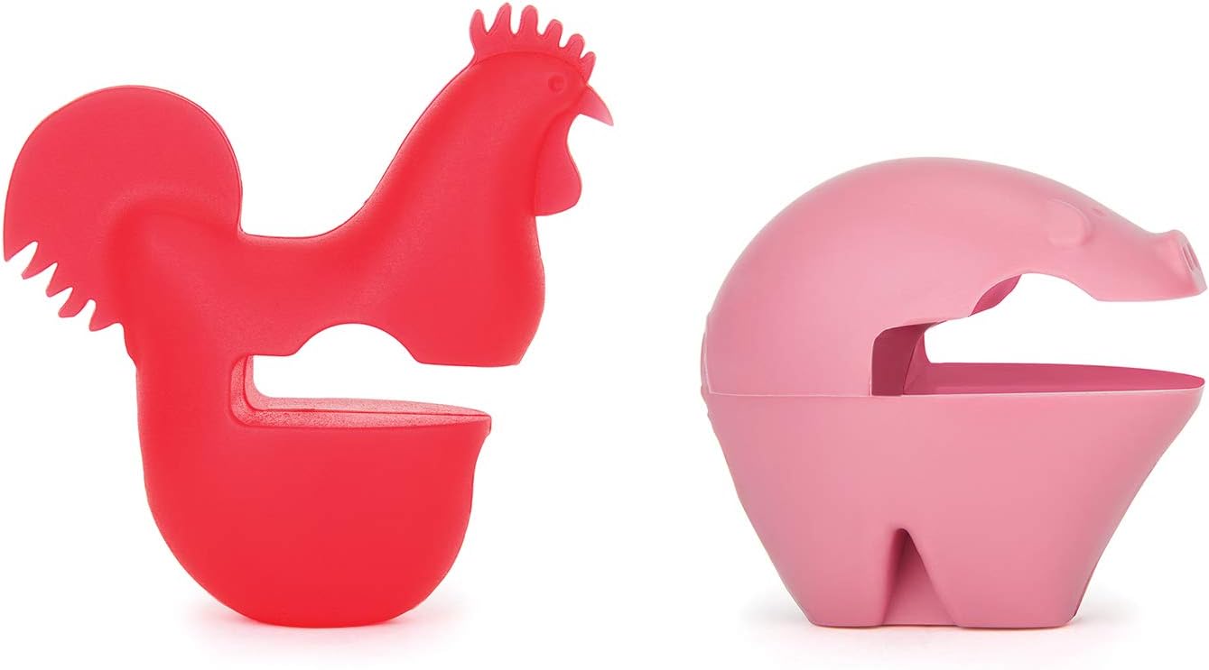 Silikon Tencere Klips Kaşıklık, 5 cm, Kırmızı/Pembe