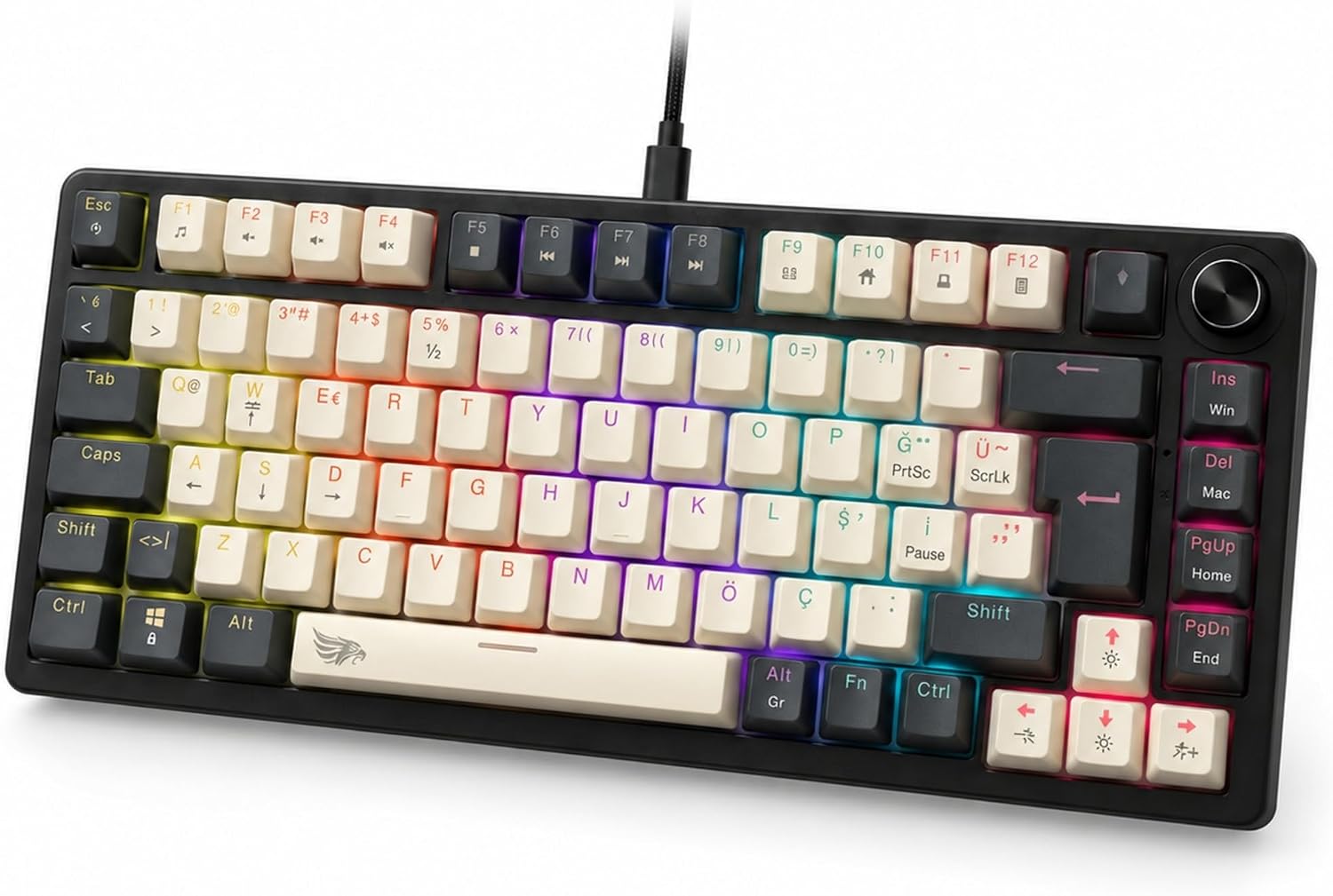 %75 Kablolu RGB Mekanik Gaming Klavye, Türkçe Q, Blue Switch KB-09