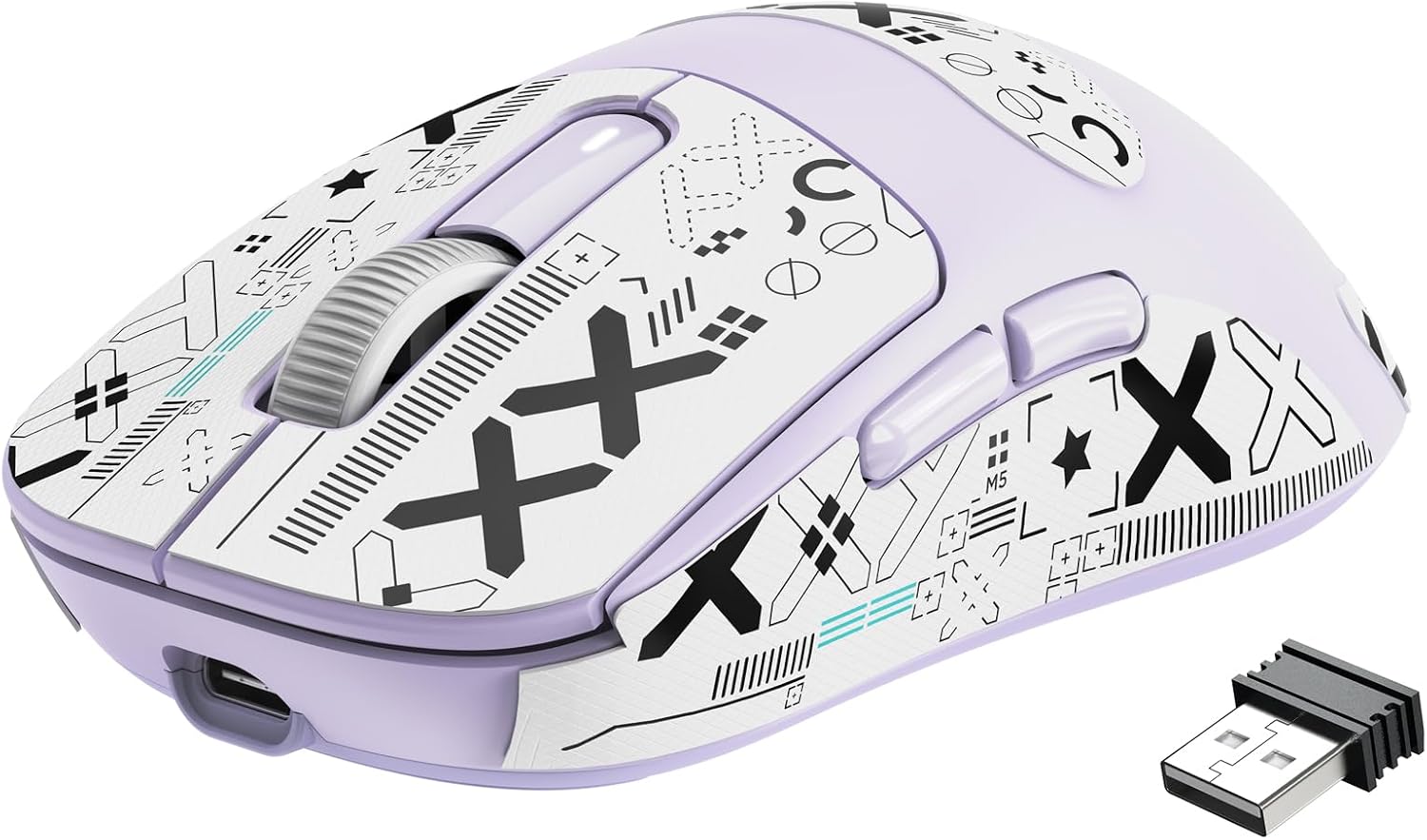 X3 Kablosuz Gaming Mouse, Ultra Hafif 49g Oyuncu Mouse, PixArt PAW3395 Sensör-26000DPI, Programlanabilir, 2.4G/Bluetooth/Kablolu-Uzun Pil Ömrü/PTFE Ayak/Fare Kavrama Bandı-PC/MAC-Lavanta