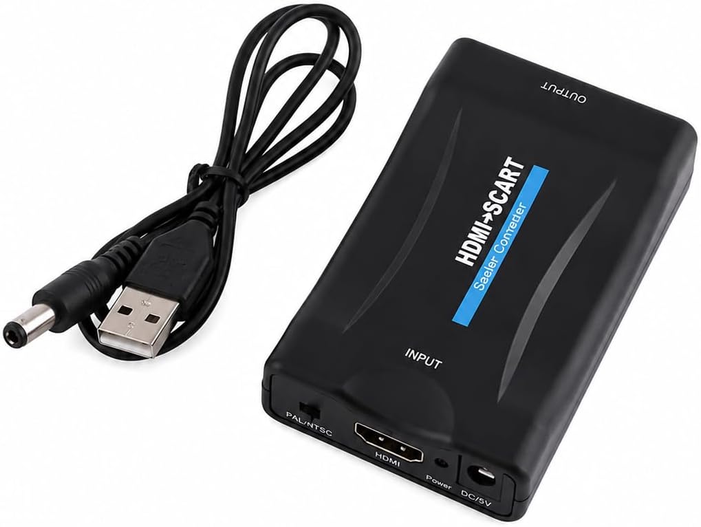 HDMI SCART Dönüştürücü Video Converter, 1080P Destekli, PAL NTSC Seçilebilir, Tak Çalıştır, 5V Güç Girişli, HDMI Giriş SCART Çıkış Dönüştürücü | HS-74