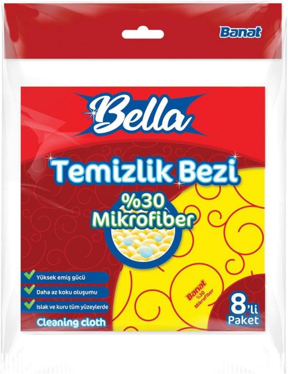 Bella%30 Mikrofiberli Temizlik Bezi 8'Li Paket