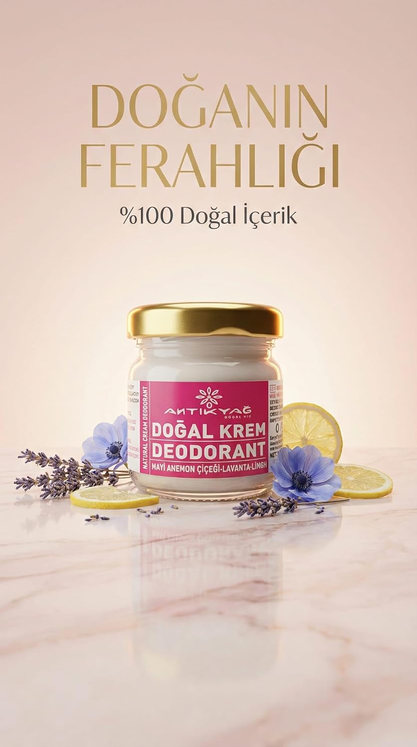 Antikyağ Doğal Krem Deodorant/Lavanta, Limon ve Yasemin 40 ml