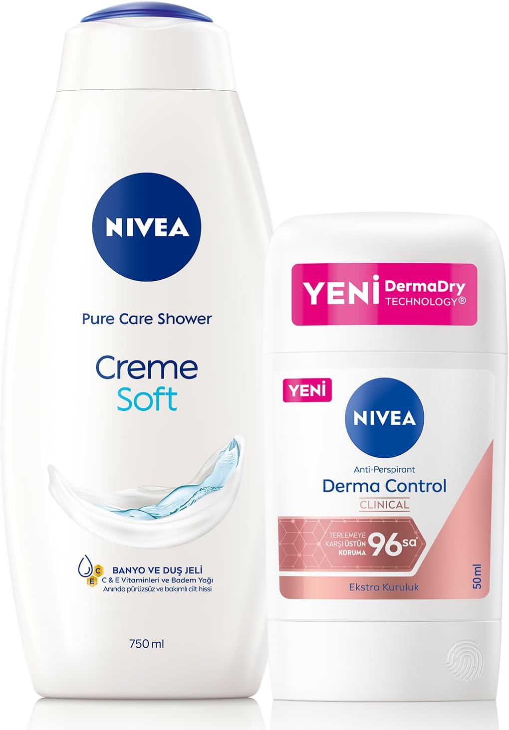 Creme Soft Duş Jeli 750ml Ve Stick Deodorant Derma Control Clinical 50ml, 96 Saat Anti-perspirant