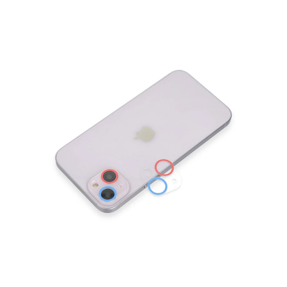 Apple iPhone 13 Renkli Kamera Lens Koruma Cam - Pembe-Mavi