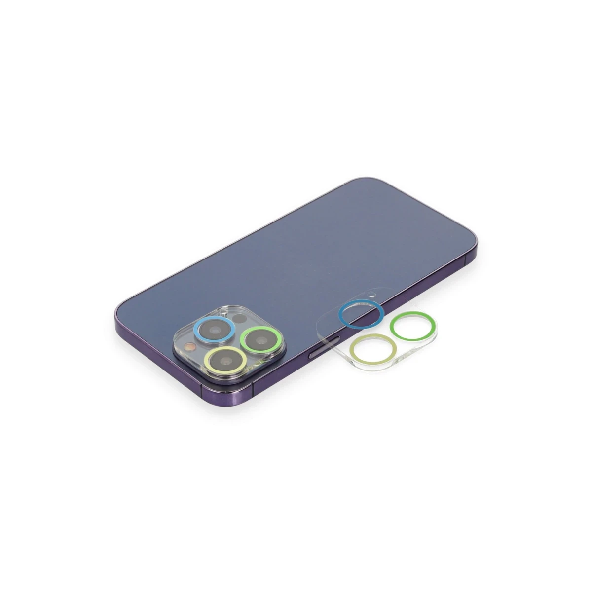 Apple iPhone 13 Pro Max Renkli Kamera Lens Koruma Cam - Yeşil-Sarı