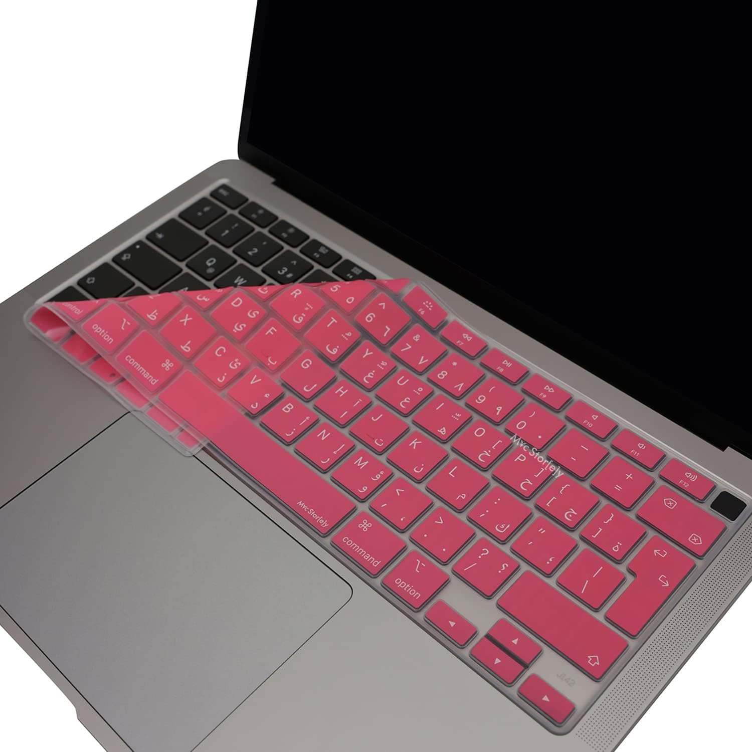 MacBook Air Klavye Koruyucu Arapça Baskılı UK ISO Ters L Enter Uyumlu A1932 A2179 A2337 M1 | Avrupa İngilizce Silikon Keyboard Cover Açık Pembe Açık Pembe