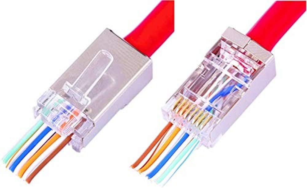 4388 Yeni Nesil Delikli Metal Rj45 Jack İnternet Cat Kablo Ucu, 10 Adet