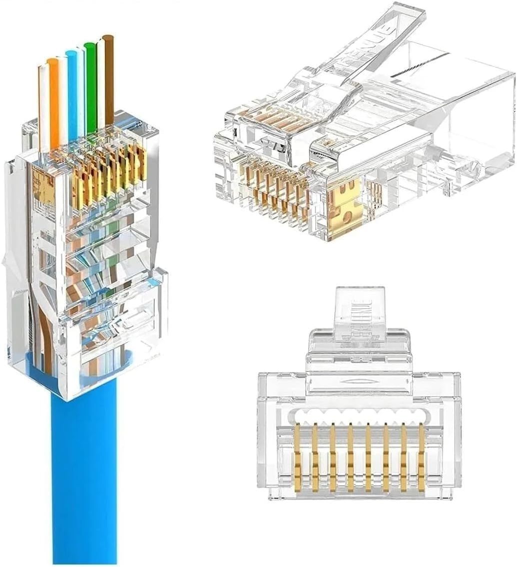 Ethernet İnternet Jack Standart Konnektör Jack Cat5 Cat6 Rj45 8P8C Modem Kablosu Soketi Network Uç (100 ADET)