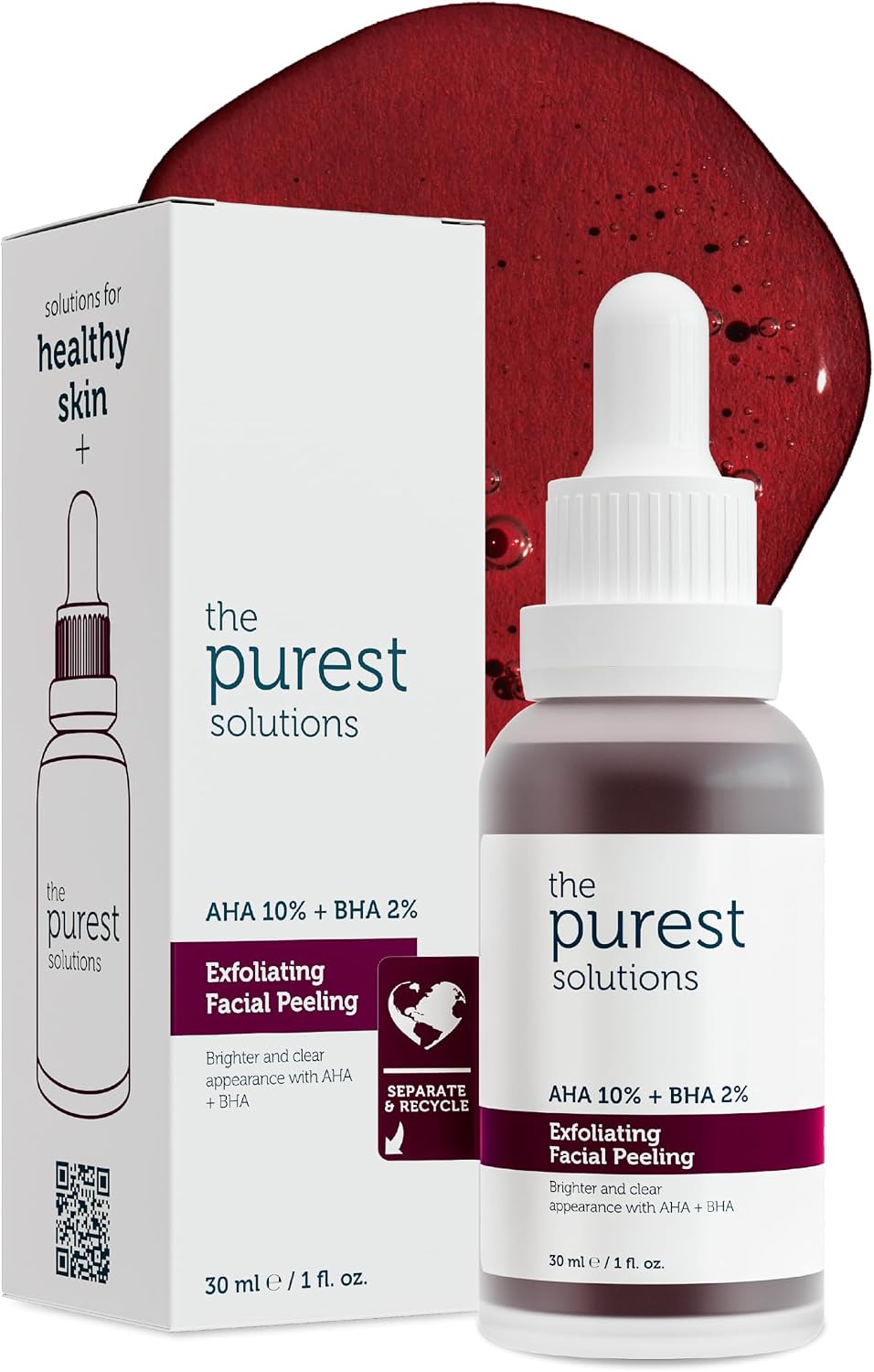 AHA & BHA Canlandırıcı & Cilt Tonu Eşitleyici Kırmızı Peeling Cilt Bakım Serumu 30 ml (Aha 10% + Bha 2%)