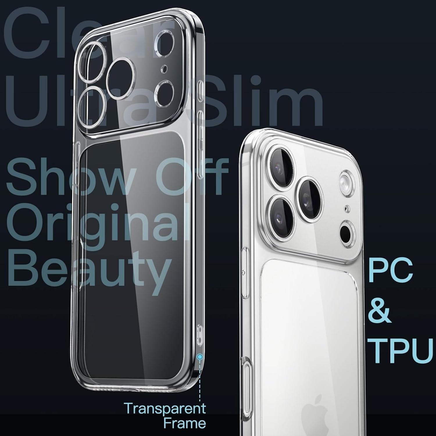 Apple iPhone 17 Pro Max İle Uyumlu Şeffaf Telefon Kılıfı, Kamera Korumalı Silikon Kılıf