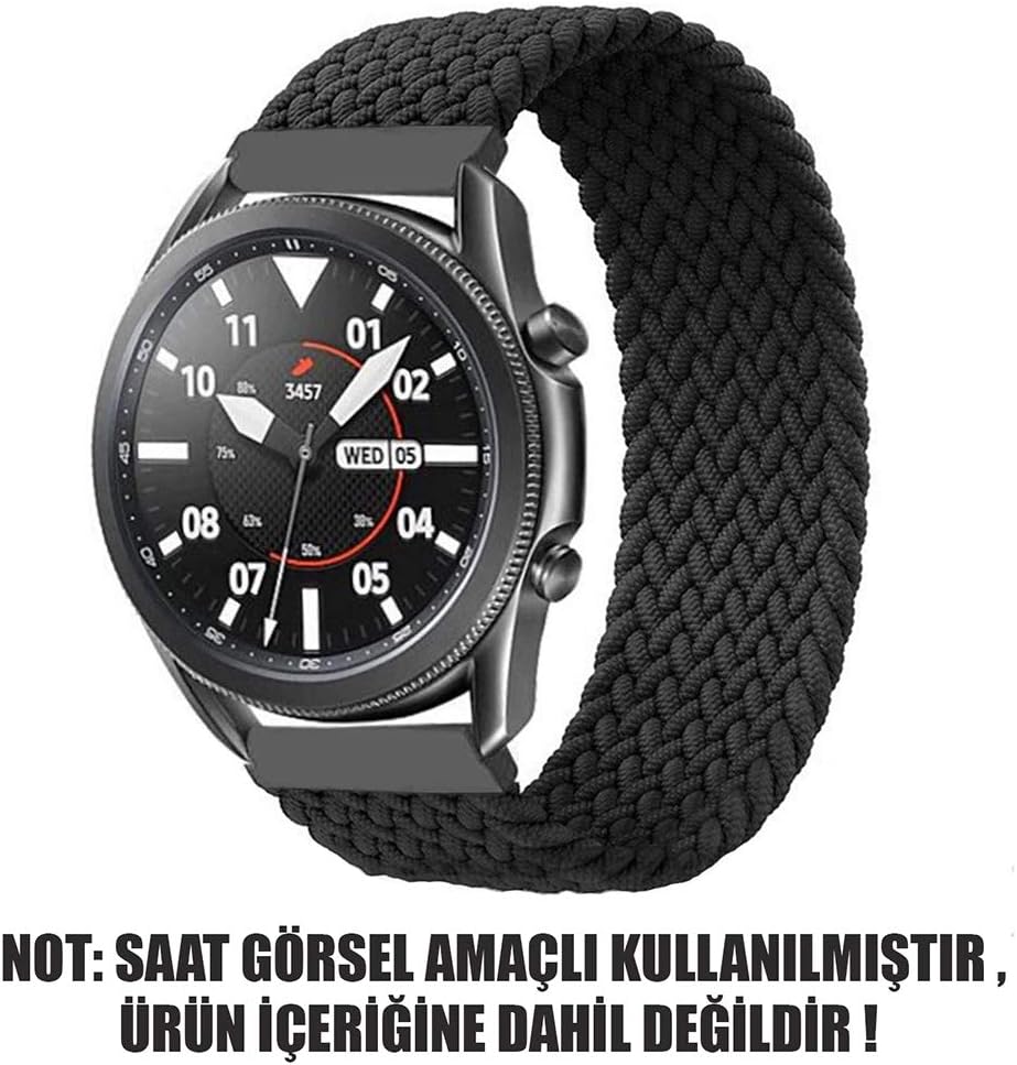 Garmin Venu 3 için Kordon, (Medium Size, 155mm) Braided Solo Loop Band [Venu 3 ile Uyumlu Kordon - Siyah]