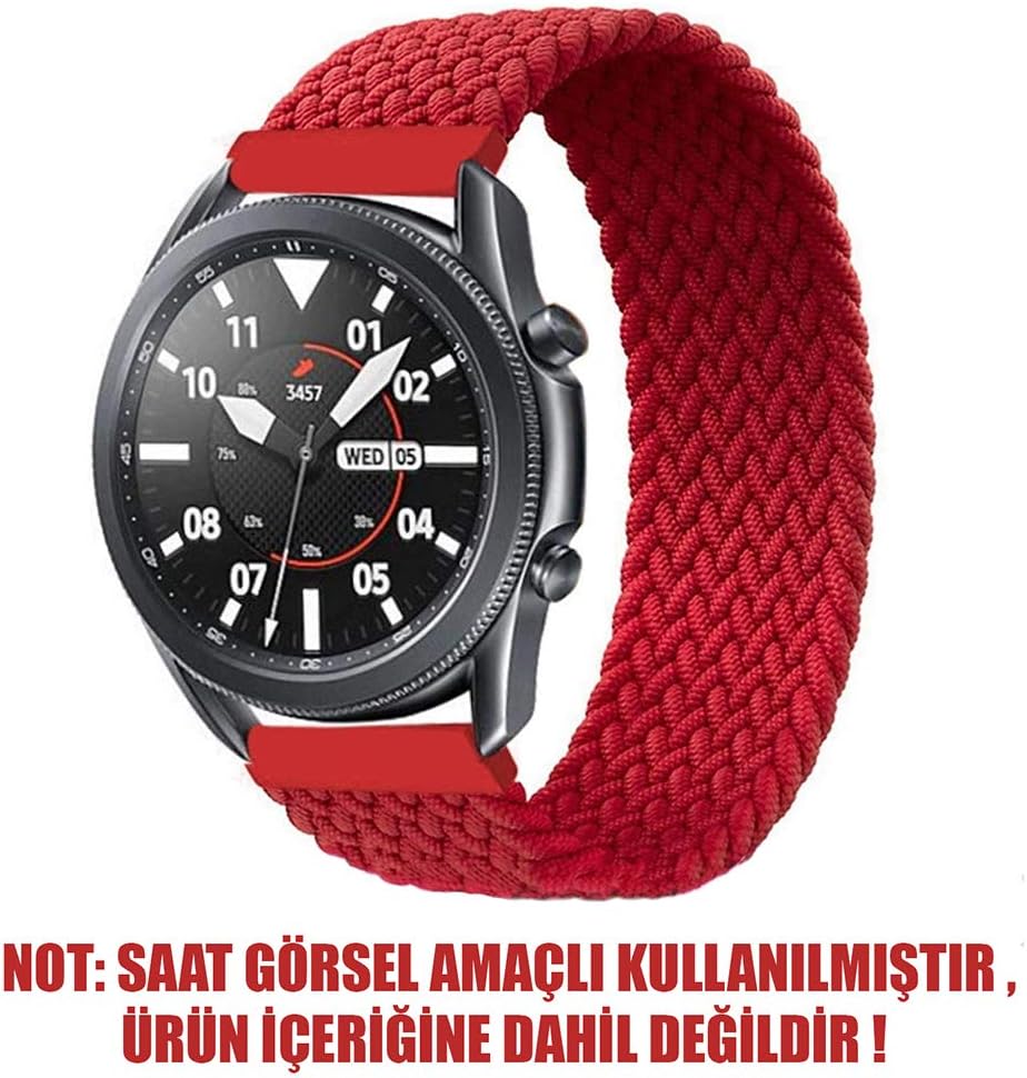 Garmin Venu 3 için Kordon, (Large Size, 165mm) Braided Solo Loop Band [Venu 3 ile Uyumlu Kordon - Kırmızı]