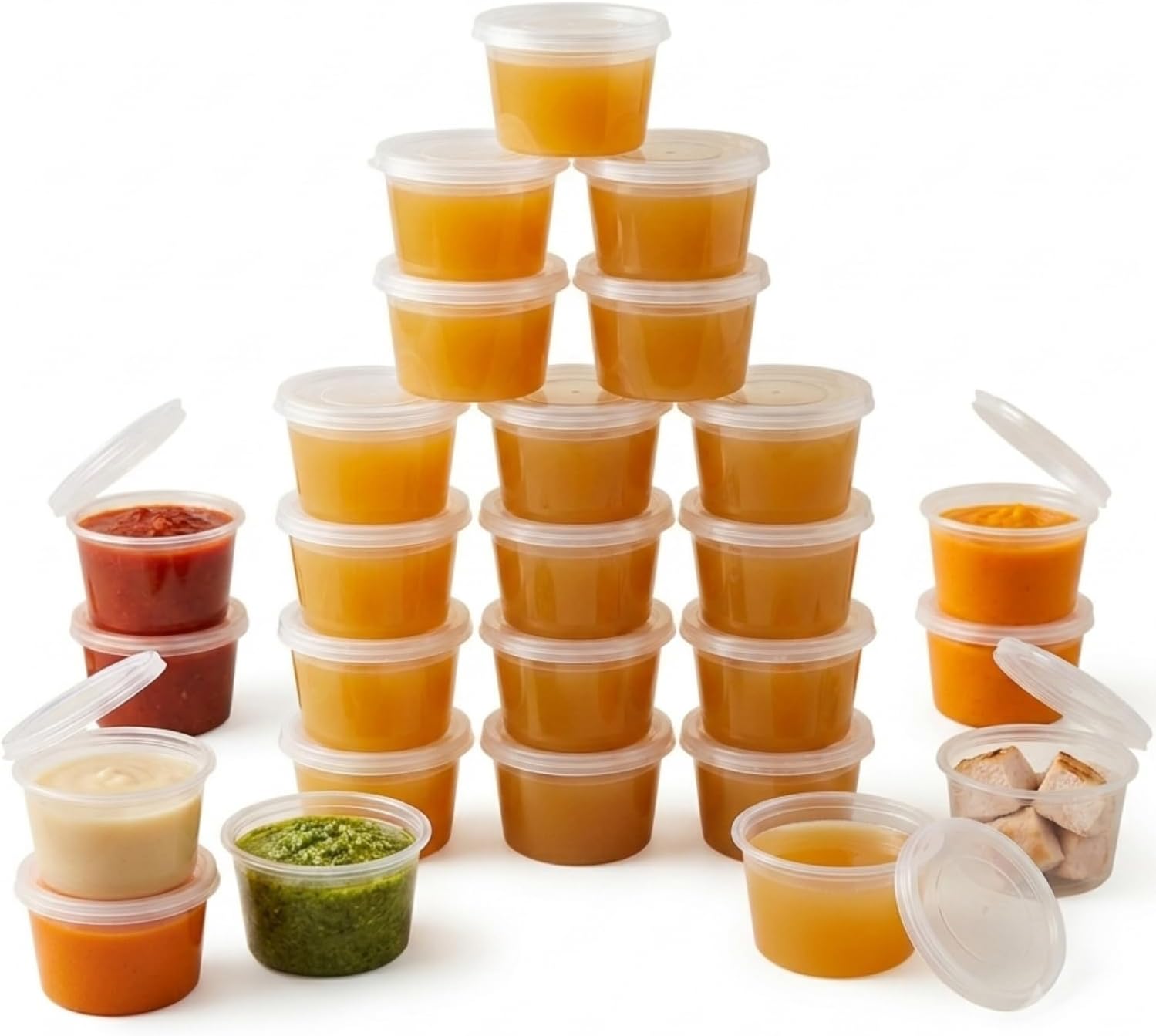 50 Adet Sızdırmaz Mini Saklama Kabı 120 ml – Buzluk Kabı, Et Suyu, Kemik Suyu, Sos ve Püre Saklama Kabı, Kapaklı Küçük Gıda Saklama Kabı, Derin Dondurucu Uyumlu Porsiyonluk Kap Seti