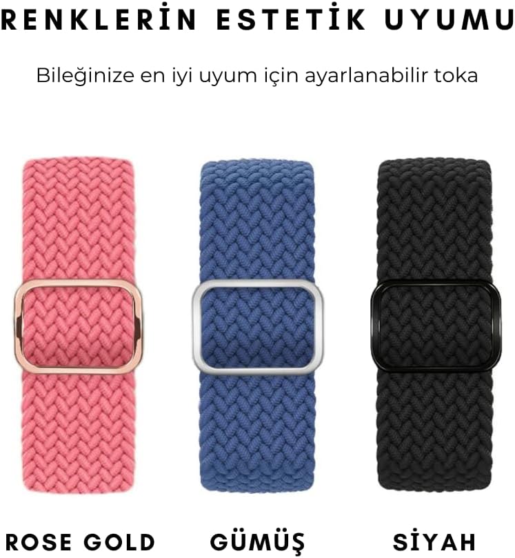 Örgü Kordon, Apple Watch Series 11,10,9,8,7,6,5,3,SE,SE2,SE3 ile Uyumlu, Ayarlanabilir, 42mm/41mm/40mm/38mm ve 46mm/45mm/44mm/49mm