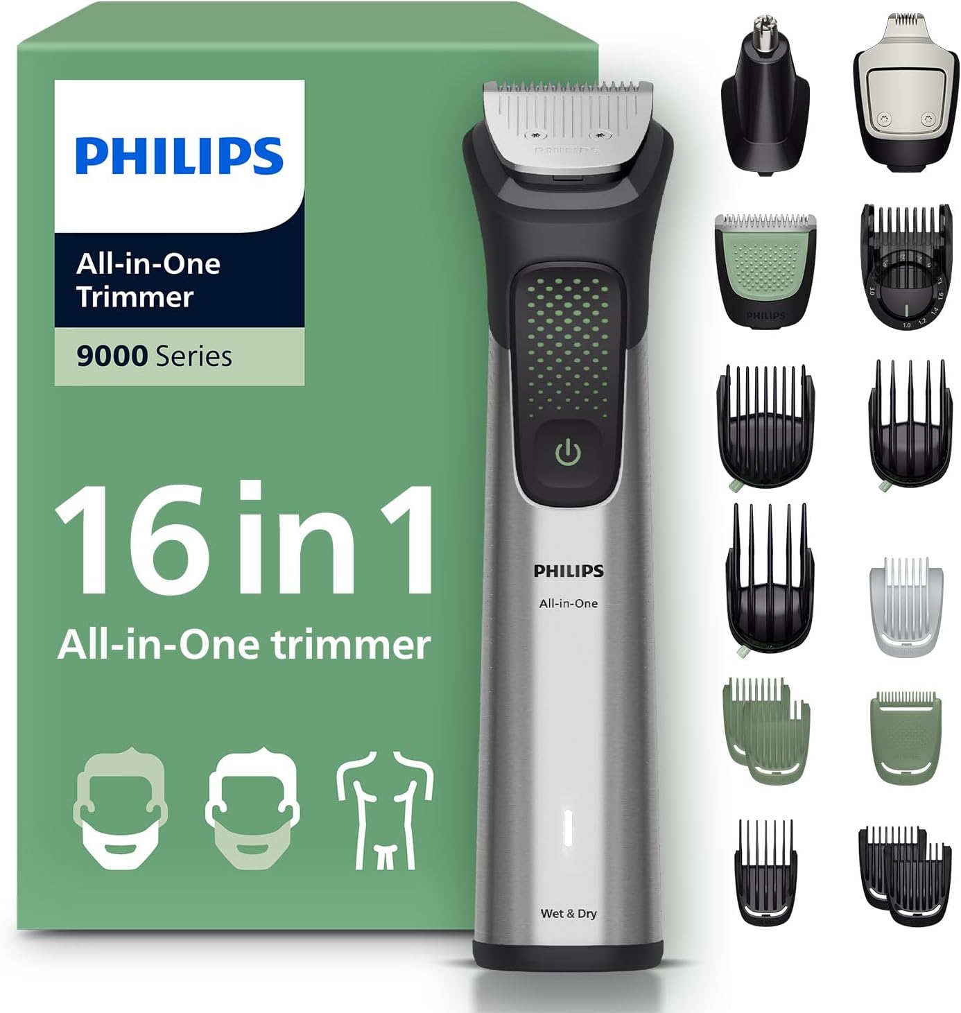 9000 Serisi 15in1,Erkek Bakım Seti,Yüz/Saç/Vücut Tıraş Makinesi,Islak/Kuru Kullanım,MG9532/15