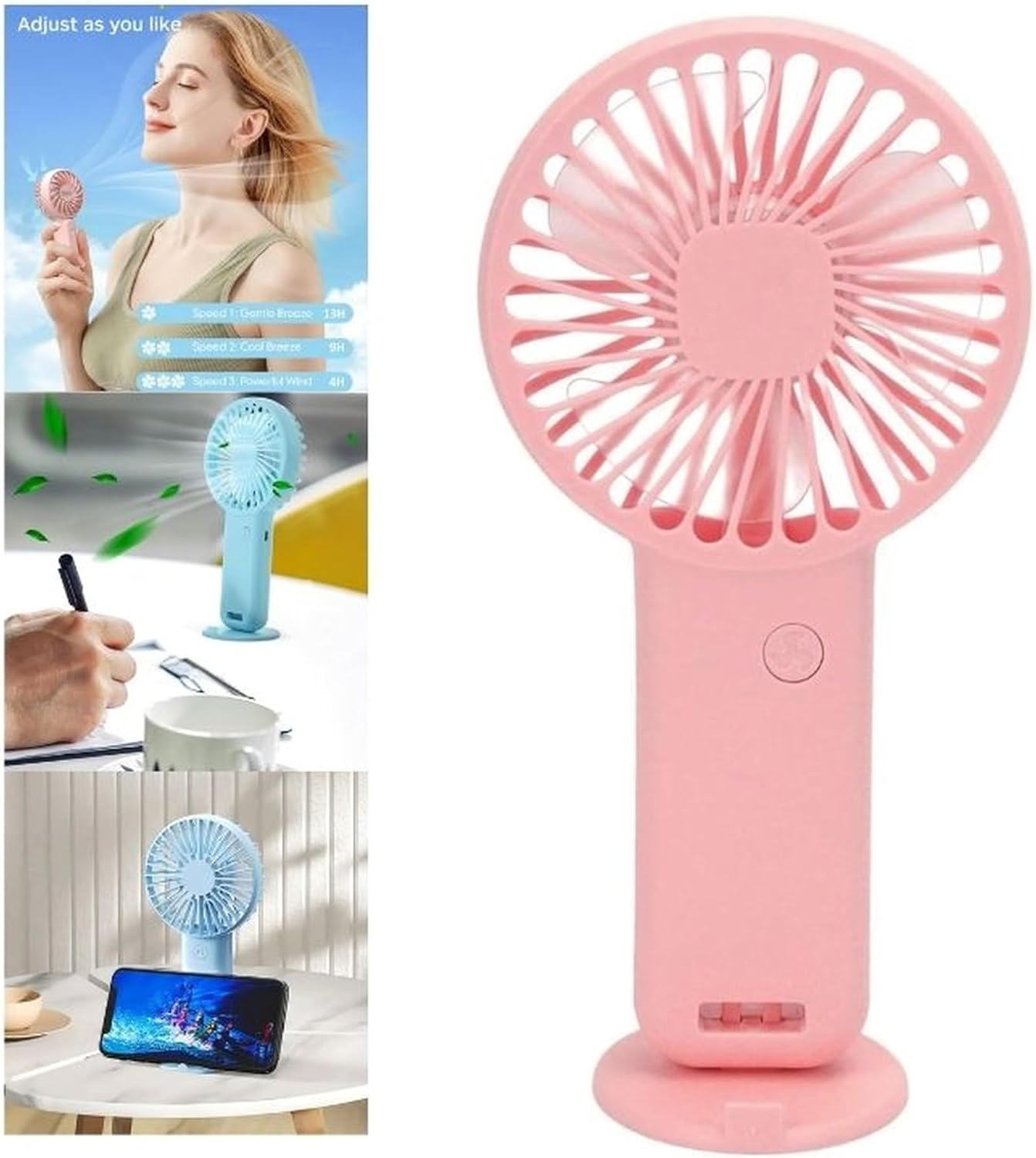 MİNİ FAN,TELEFON TUTUCU,PORTATİF EL VANTİLATÖRÜ PEMBE (pembe)