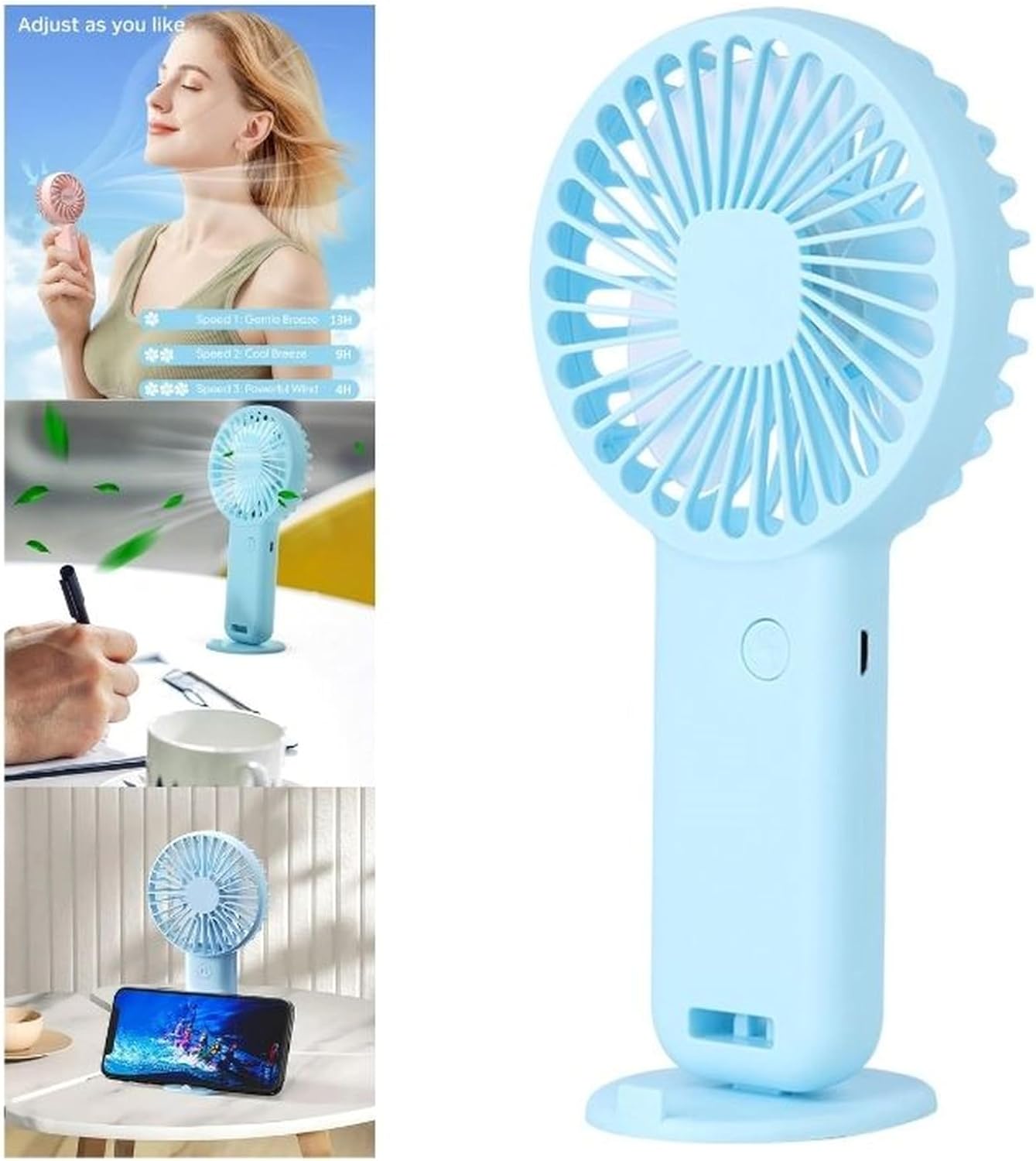 MİNİ FAN,TELEFON TUTUCU,PORTATİF EL VANTİLATÖRÜ PEMBE 9,3x19cm (mavi)