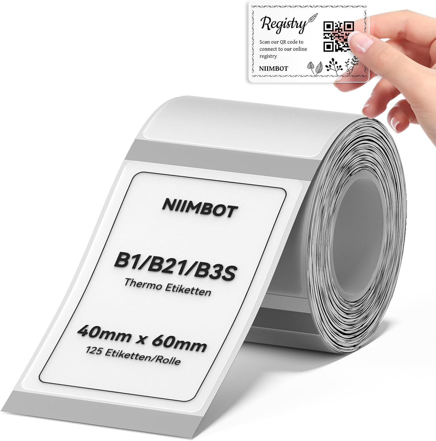 Kendinden yapışkanlı termal etiketler, B1/B21/B3S etiket bandı, kağıt, okul, ev, ofis, küçük işletmeler için (şeffaf dikdörtgen, 40 x 60 mm)