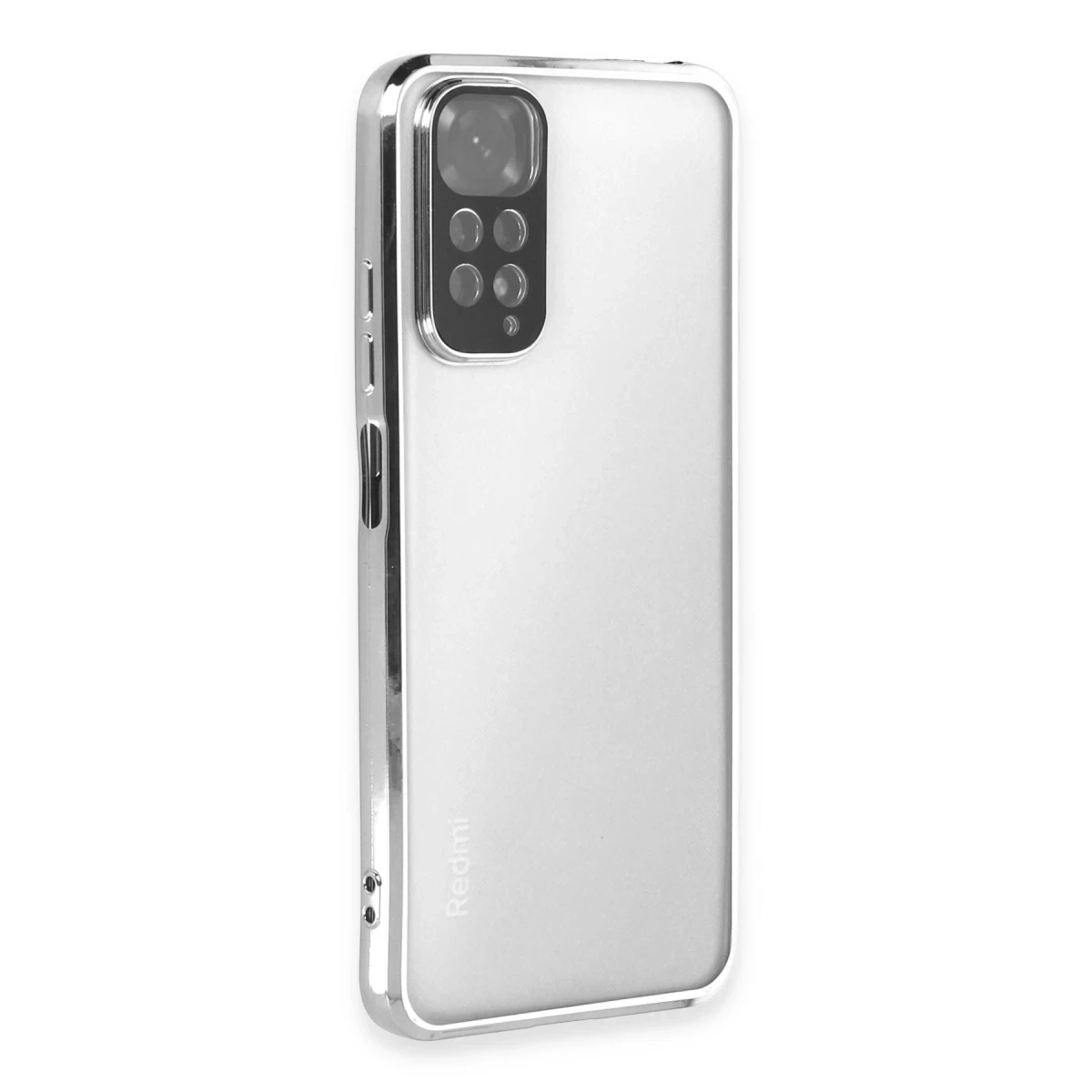 Xiaomi Redmi Note 11 Kılıf Razer Lensli Silikon - Gümüş