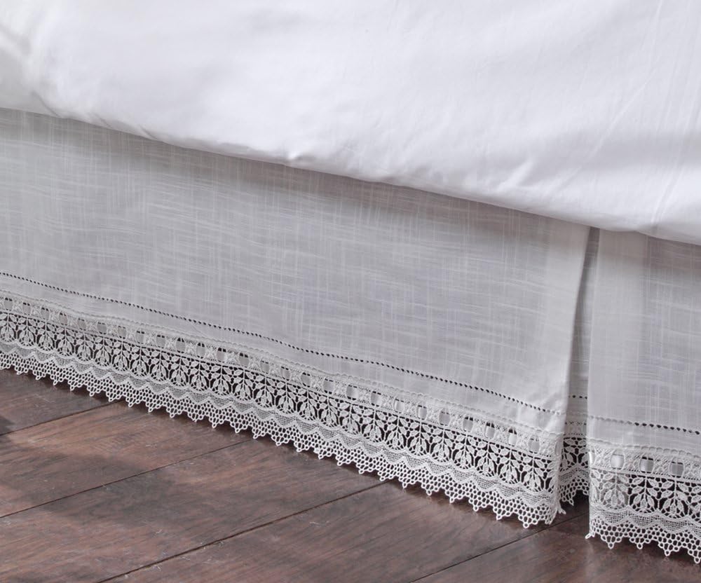 Renaissance Home Fashion Sophia Toz Fırfırlı Yatak Etek, İkiz, Fildişi