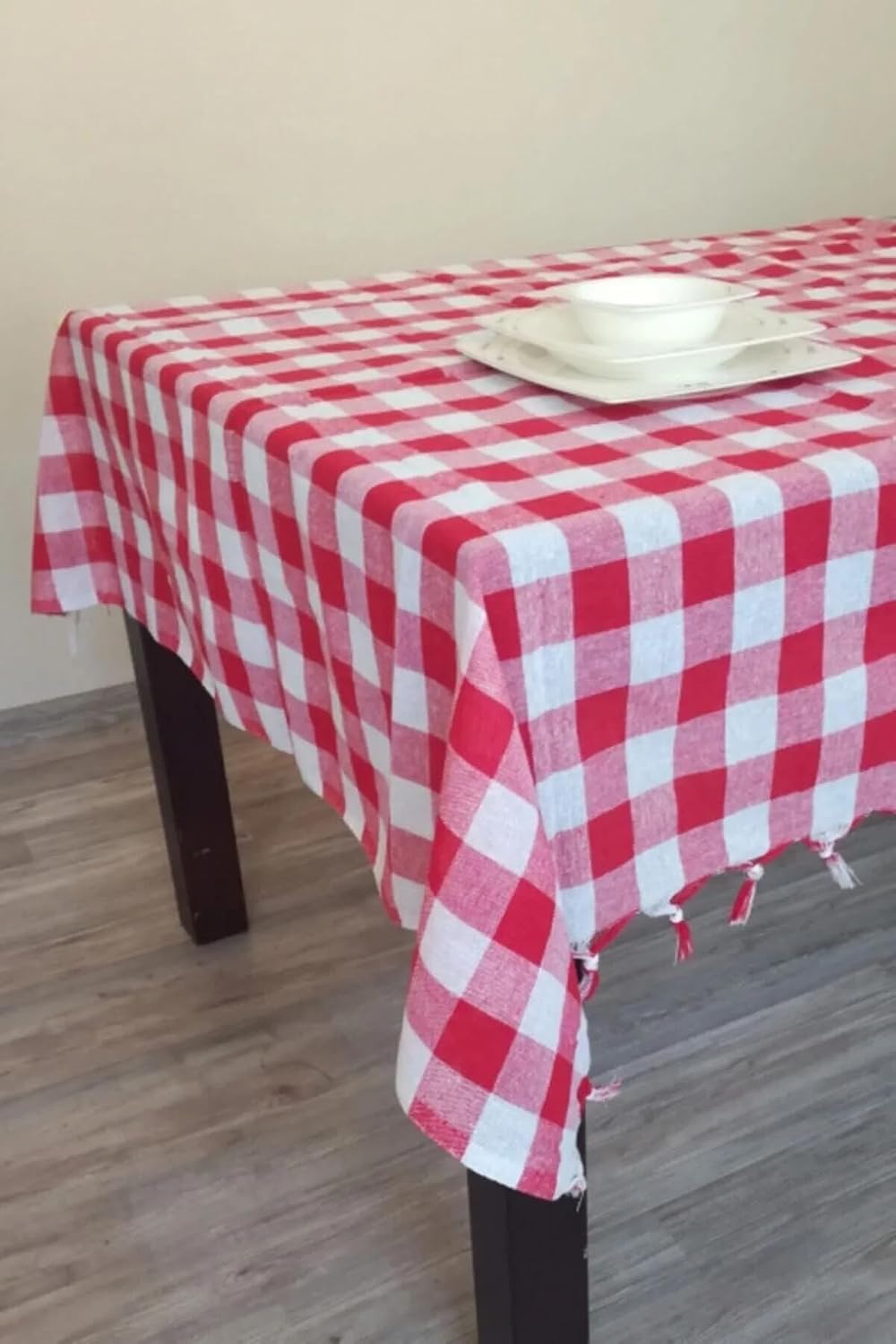 DENİZLİ ÇEYİZ Çok Amaçlı Masa Örtüsü Piknik Örtüsü Sofra Bezi Kırmızı 150x150