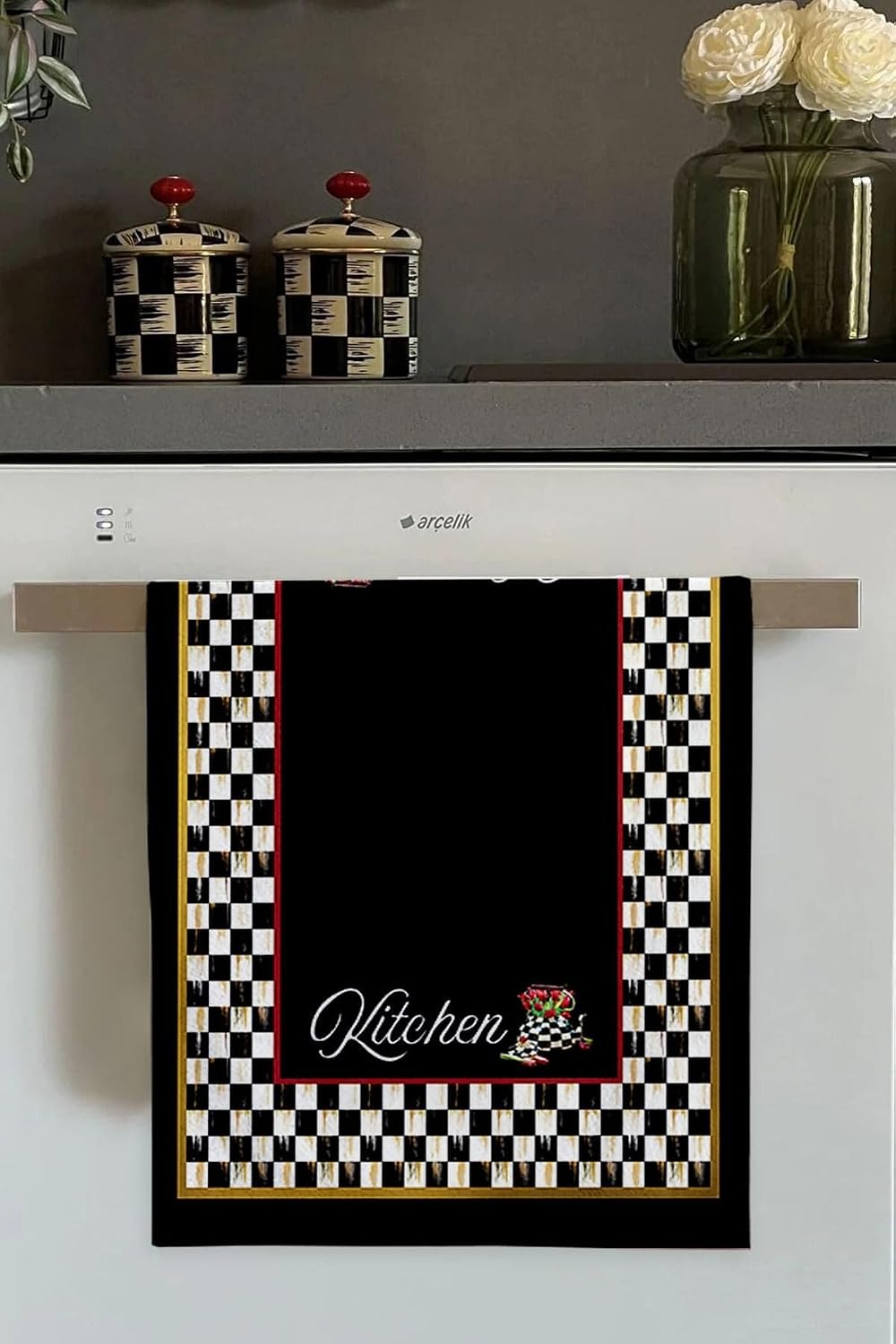 Siyah Dama Desen Fırın Mutfak Havlusu 30X50Cm